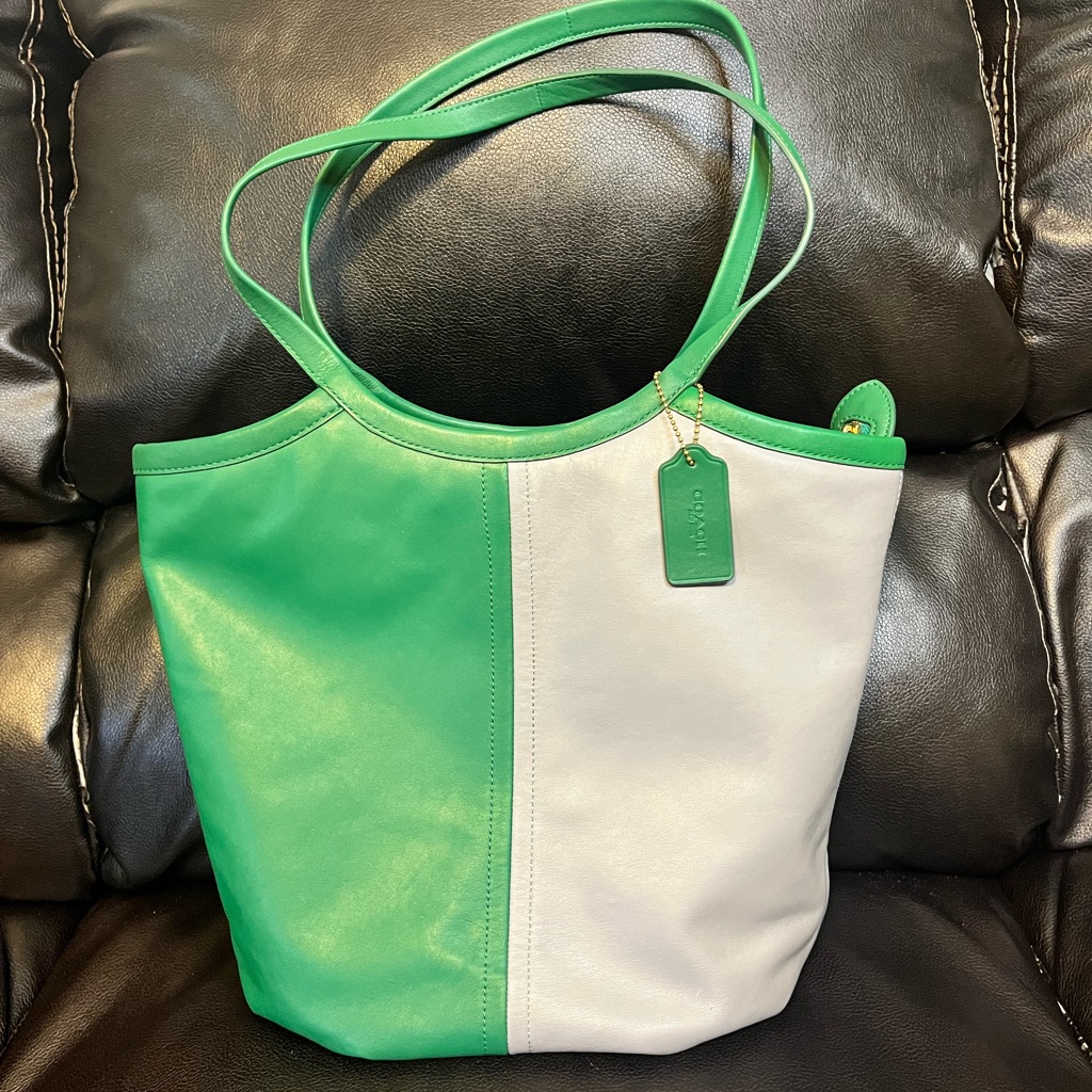 Coach Bea Tote Colorblock Green Gray